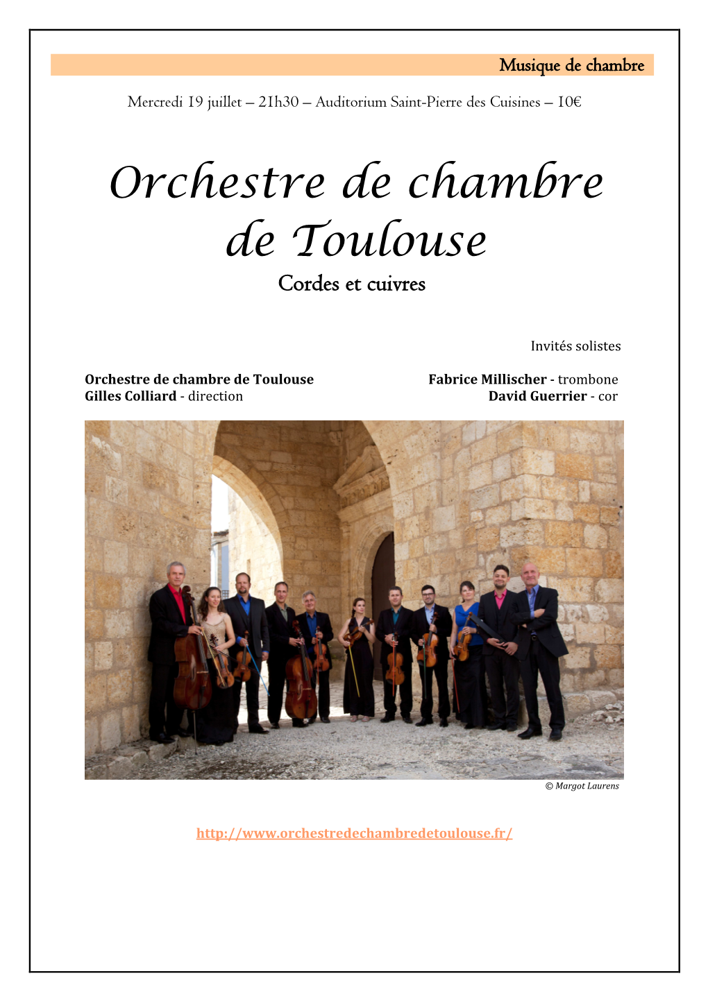Orchestre De Chambre De Toulouse Cordes E T Cuivres