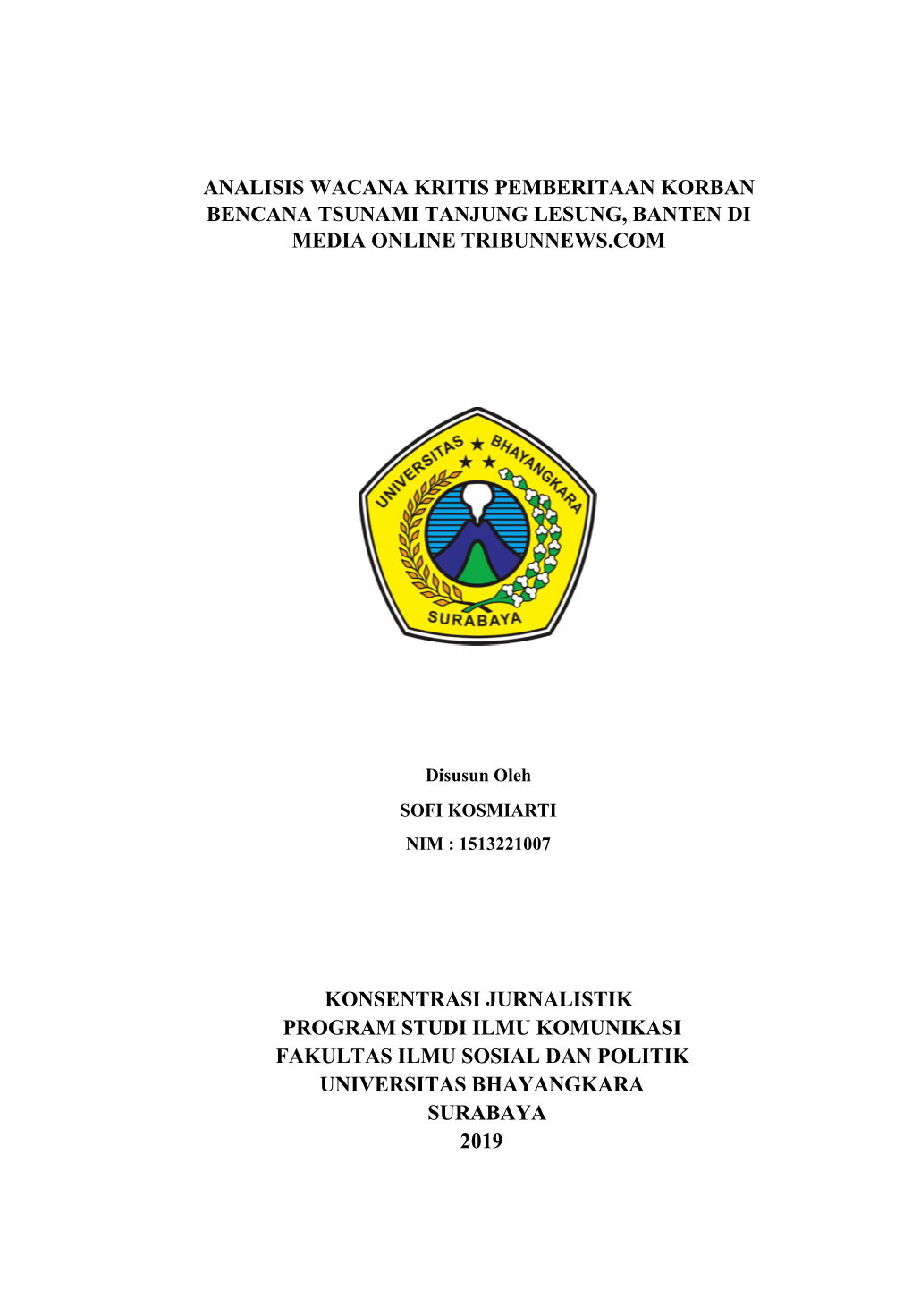 Analisis Wacana Kritis Pemberitaan Korban Bencana Tsunami Tanjung Lesung, Banten Di Media Online Tribunnews.Com