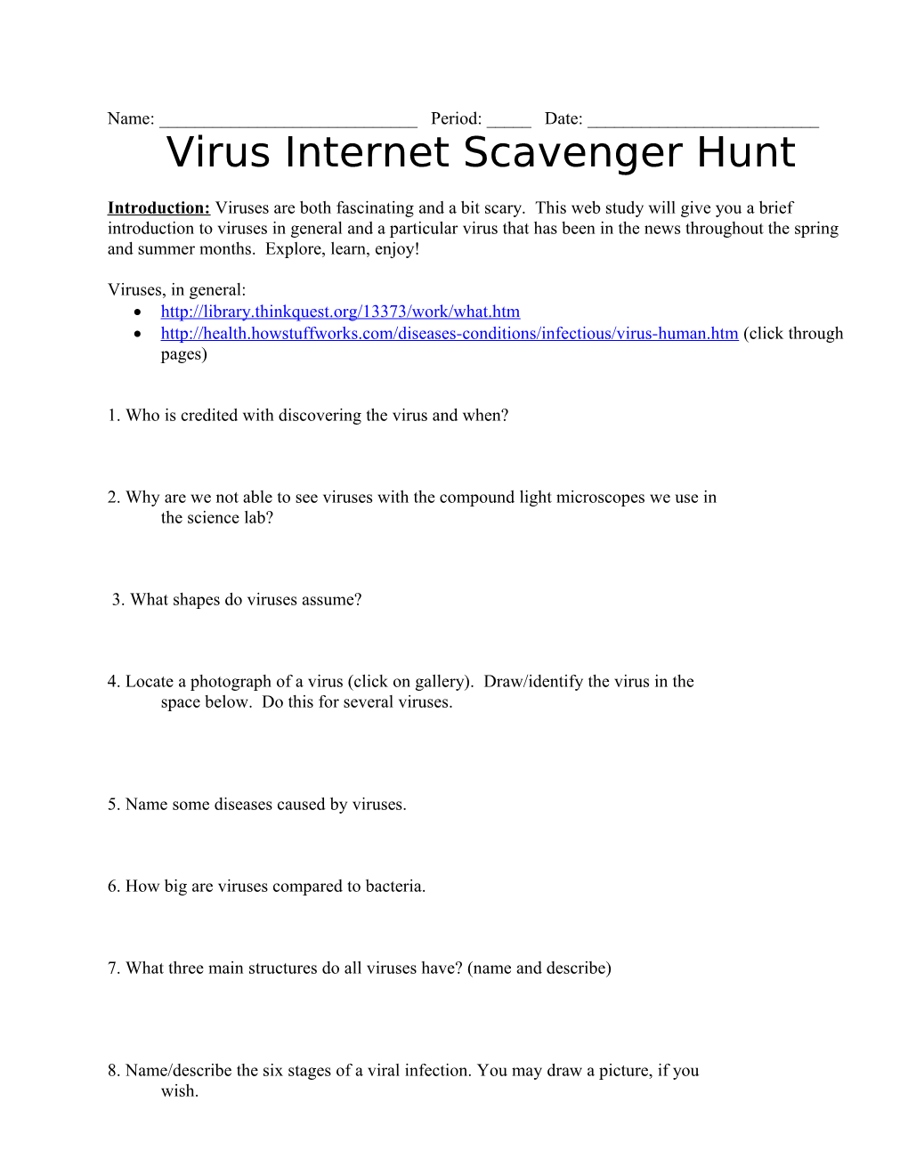 Virus Web Quest