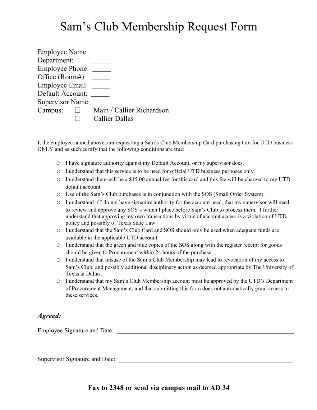 Sam S Club Membership Request Form