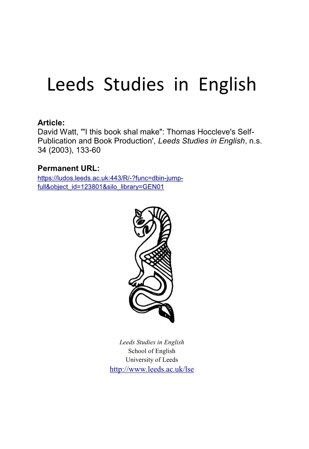 Leeds Studies in English