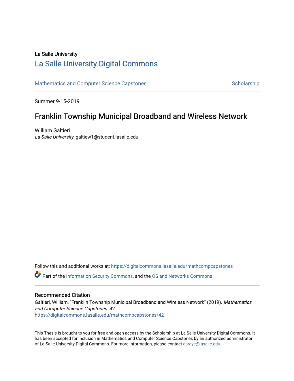 Franklin Township Municipal Broadband and Wireless Network