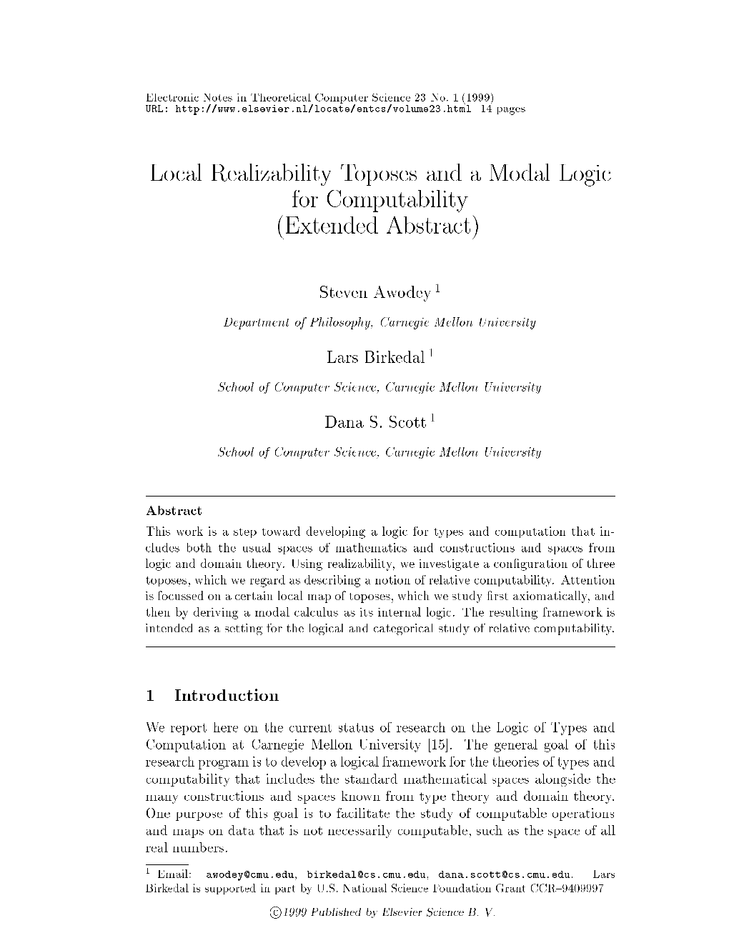 Local Realizability Toposes and a Modal Logic For