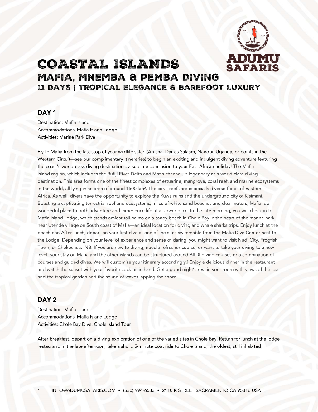 COASTAL ISLANDS Mafia, Mnemba & Pemba Diving 11 Days | Tropical Elegance & Barefoot Luxury