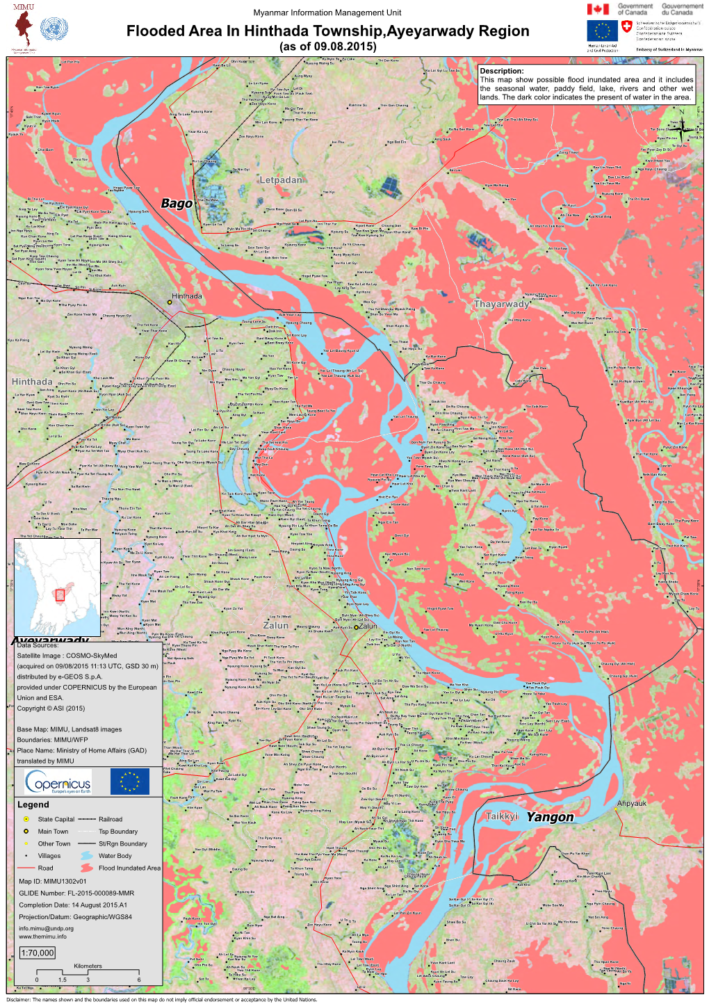 Flooded Area in Hinthada Township,Ayeyarwady Region