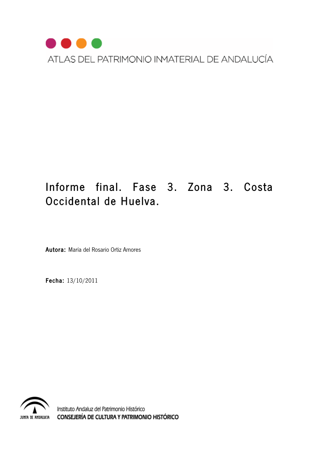 Informe Final. Fase 3. Zona 3. Costa Occidental De Huelva