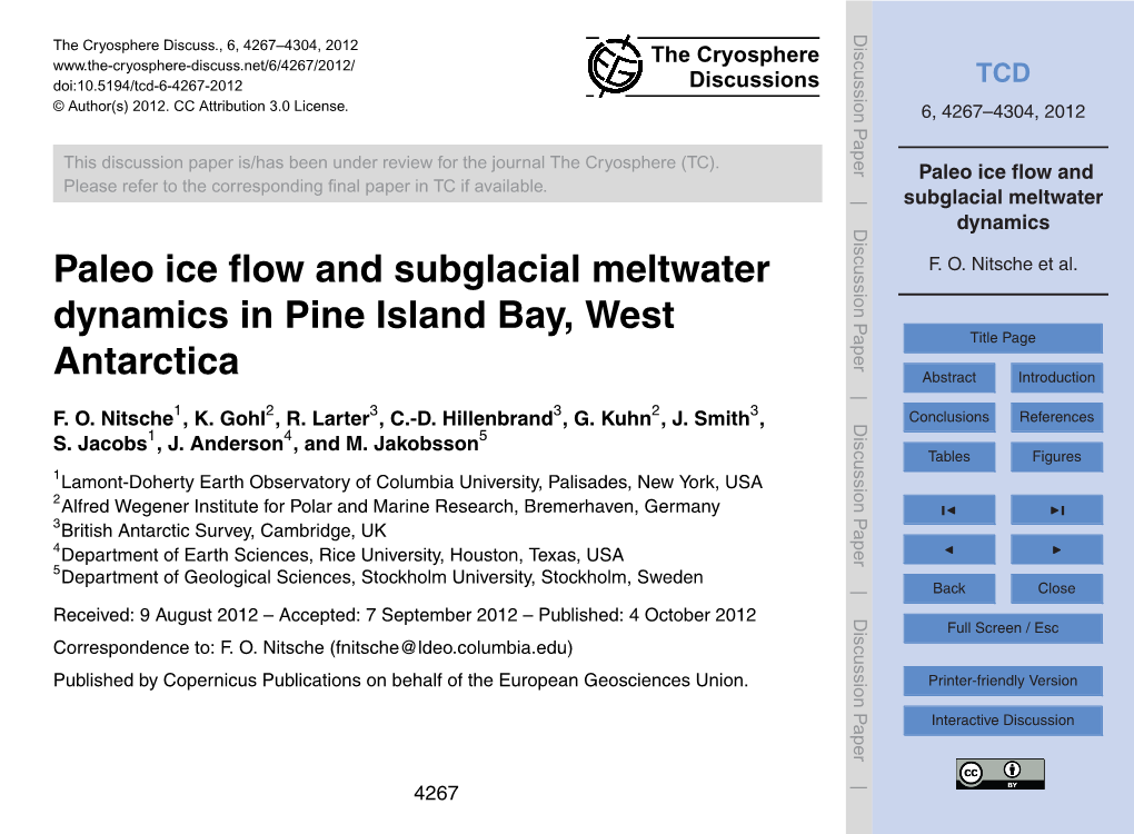 Paleo Ice Flow and Subglacial Meltwater Dynamics