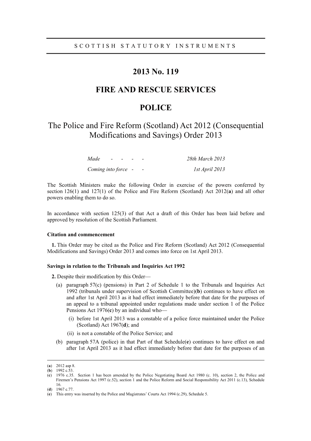 2013 No. 119 FIRE and RESCUE SERVICES