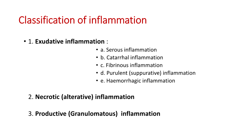 Classification of Inflammation