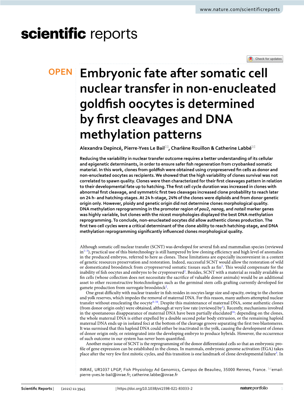 Embryonic Fate After Somatic Cell Nuclear Transfer in Non-Enucleated