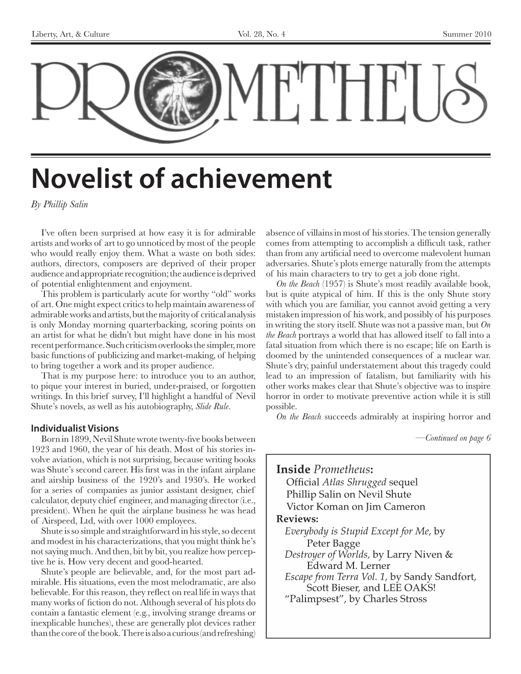 Novelist of Achievement by Phillip Salin