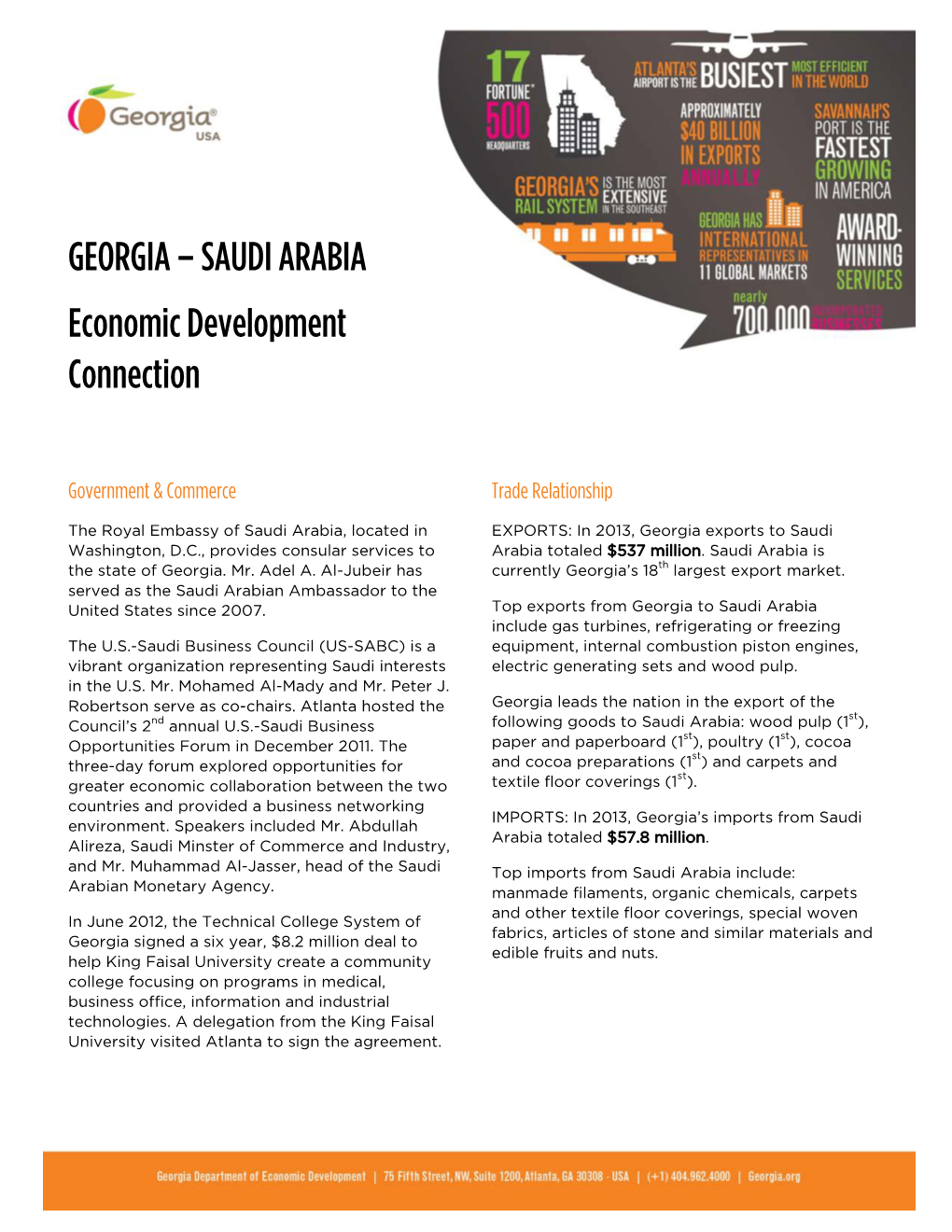 GEORGIA – SAUDI ARABIA Economic Development Connection