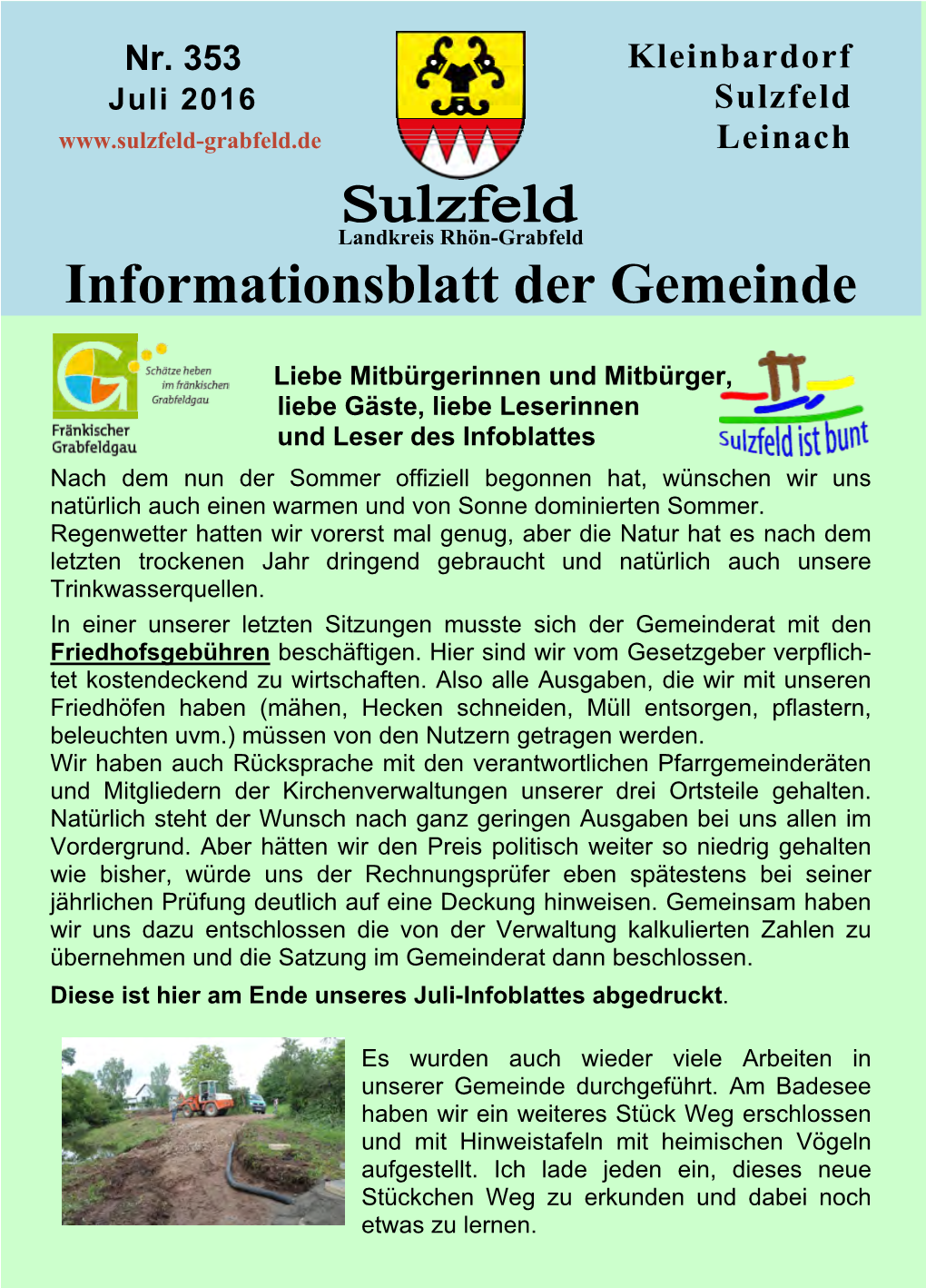 Informationsblatt Der Gemeinde