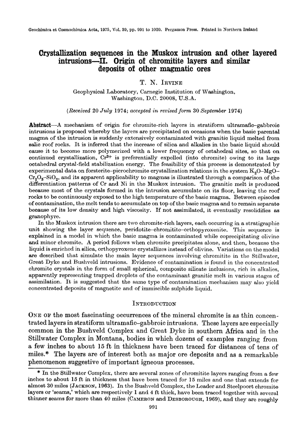 Crystallization Sequences in the Muskox Intrusion and Other Layered Intrusions-II