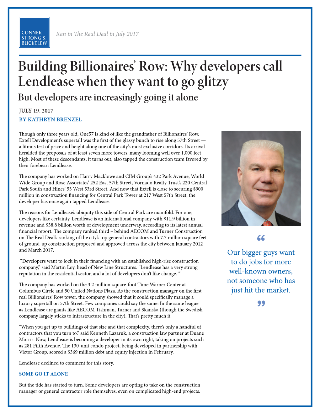 Building Billionaires' Row: Why Developers Call Lendlease When