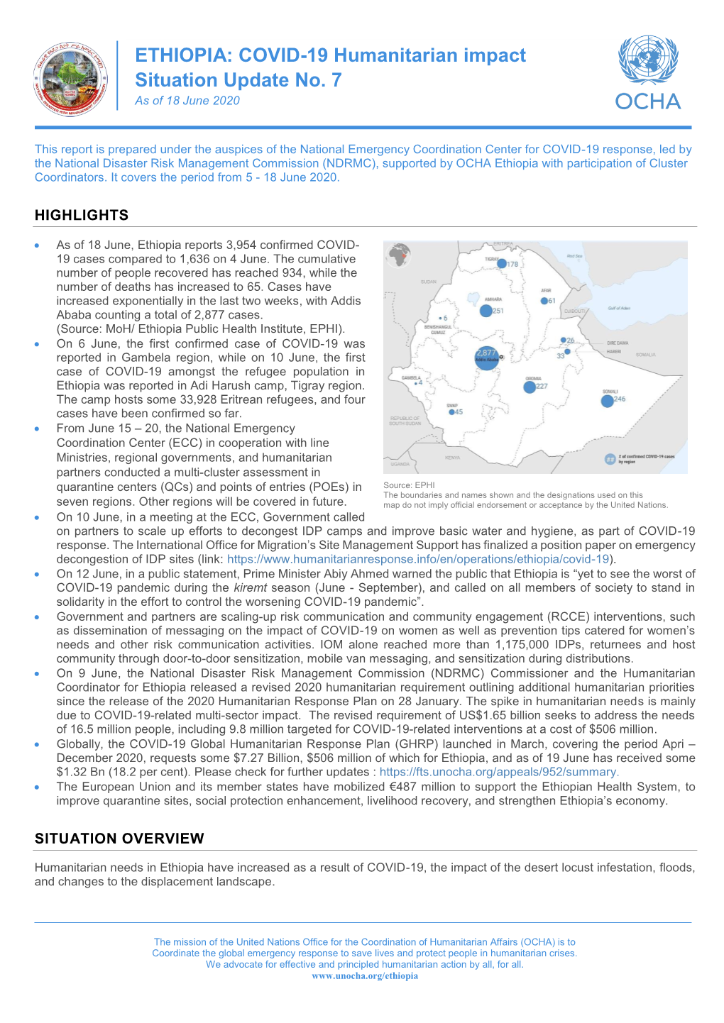 ETHIOPIA: COVID-19 Humanitarian Impact Situation Update No