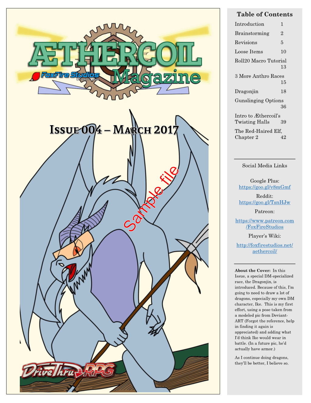 Sample File /Foxfirestudios Player’S Wiki: Aethercoil