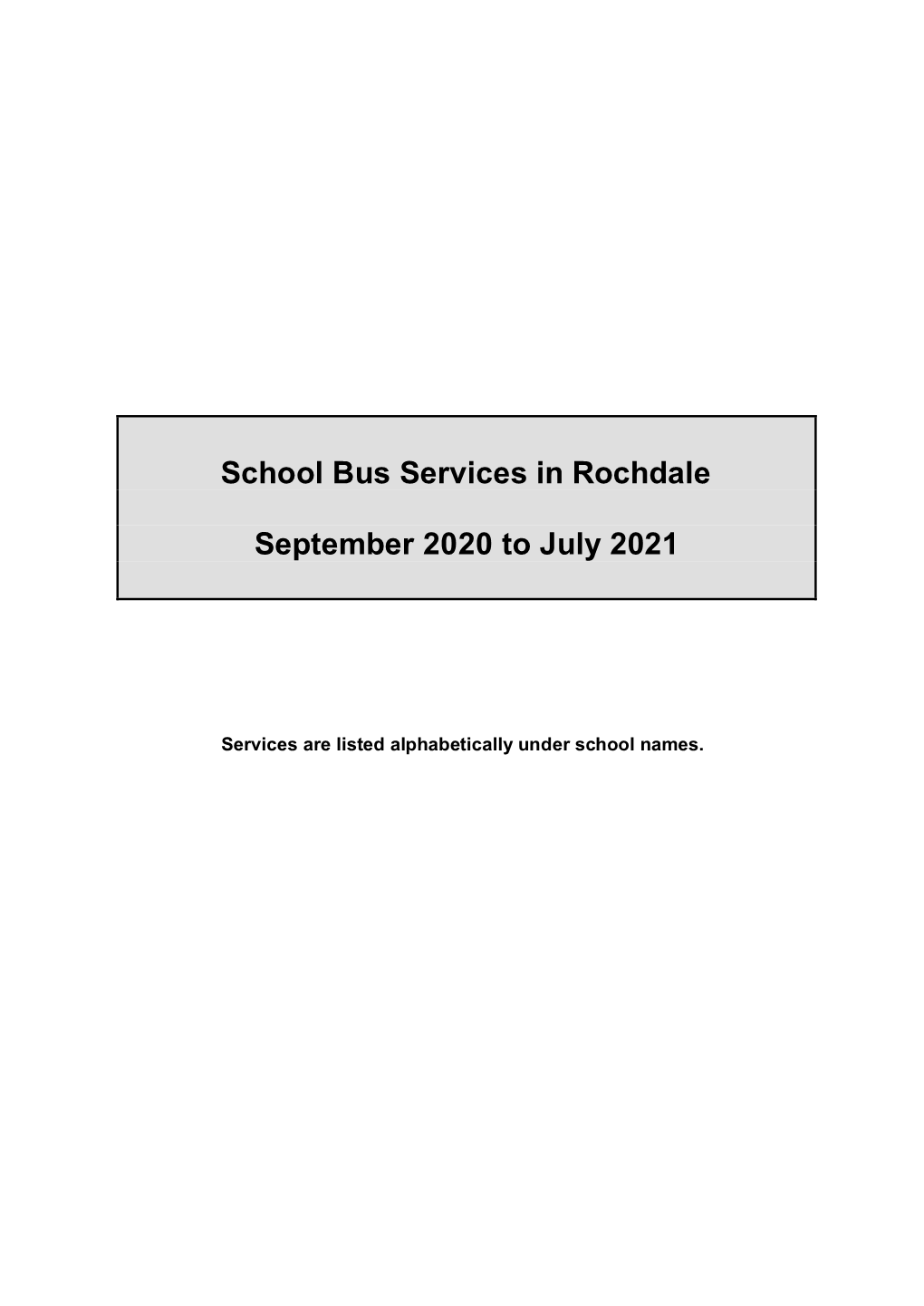 Rochdale Schools 2020/21