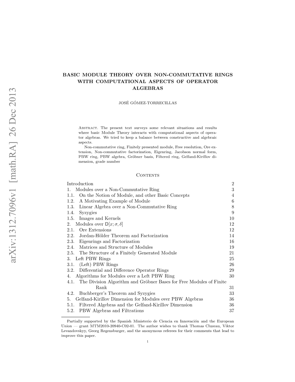 Basic Module Theory Over Non-Commutative Rings With