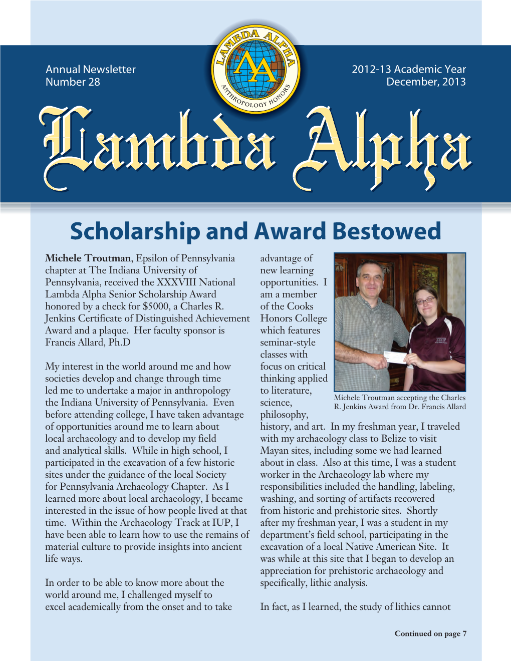 Scholarship and Award Bestowed
