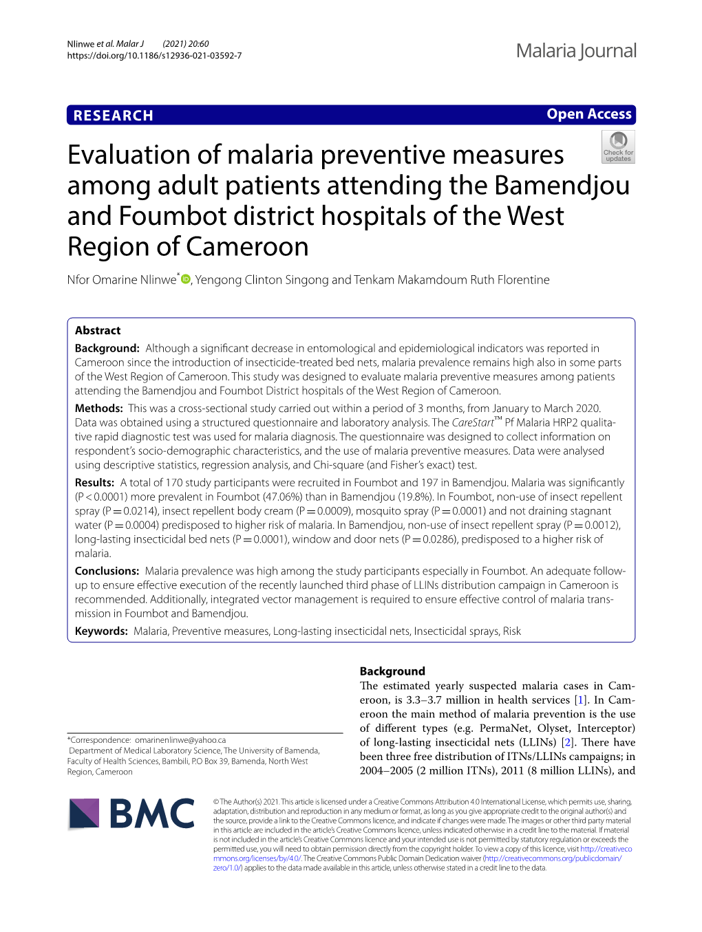 Evaluation of Malaria Preventive Measures Among