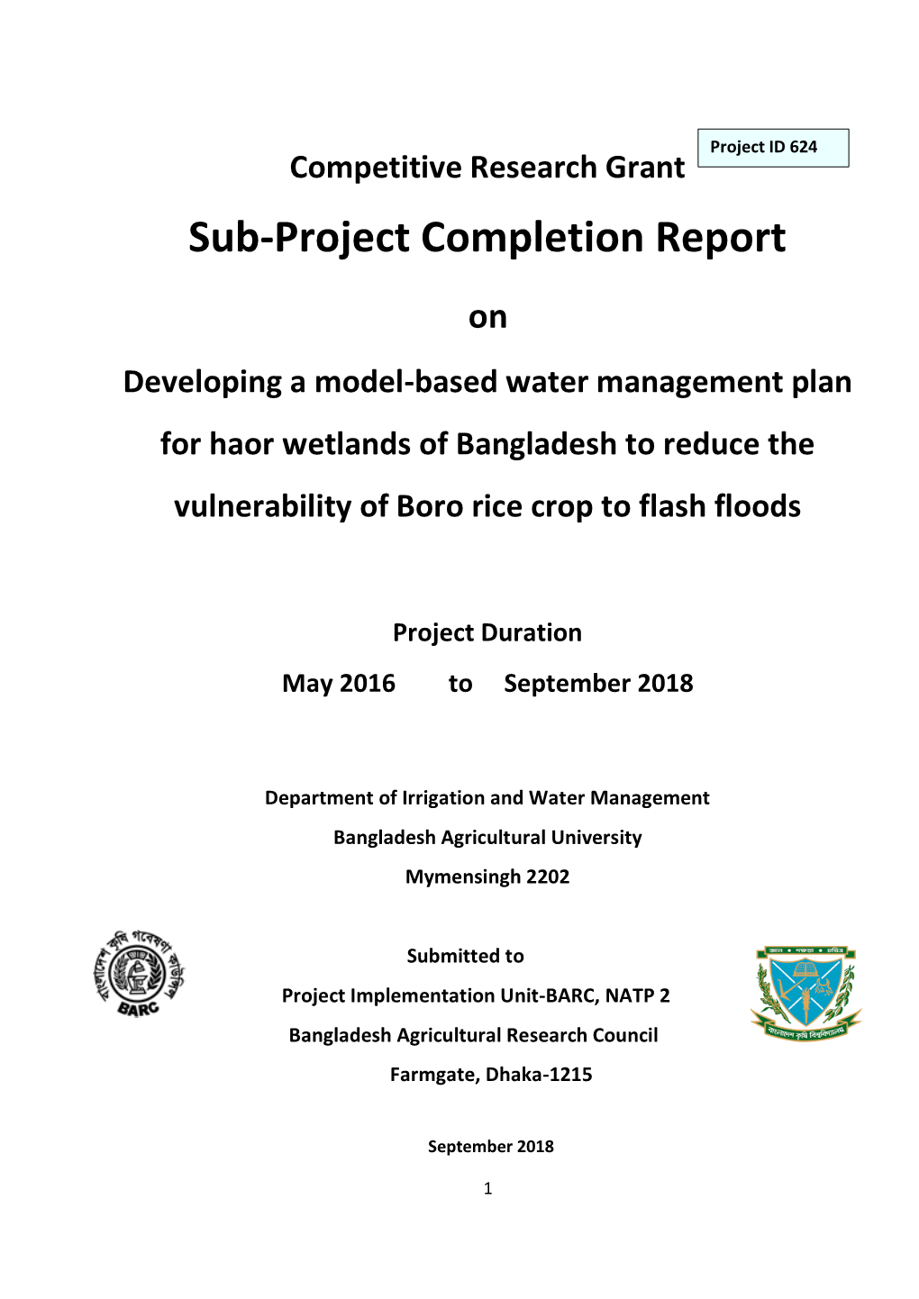 Sub-Project Completion Report