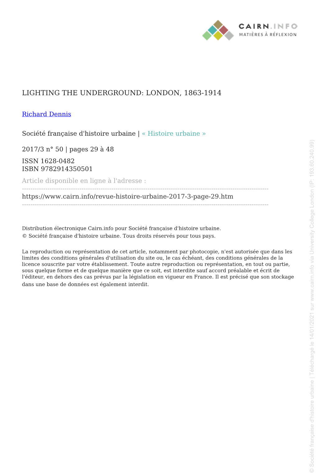 Lighting the Underground: London, 1863-1914