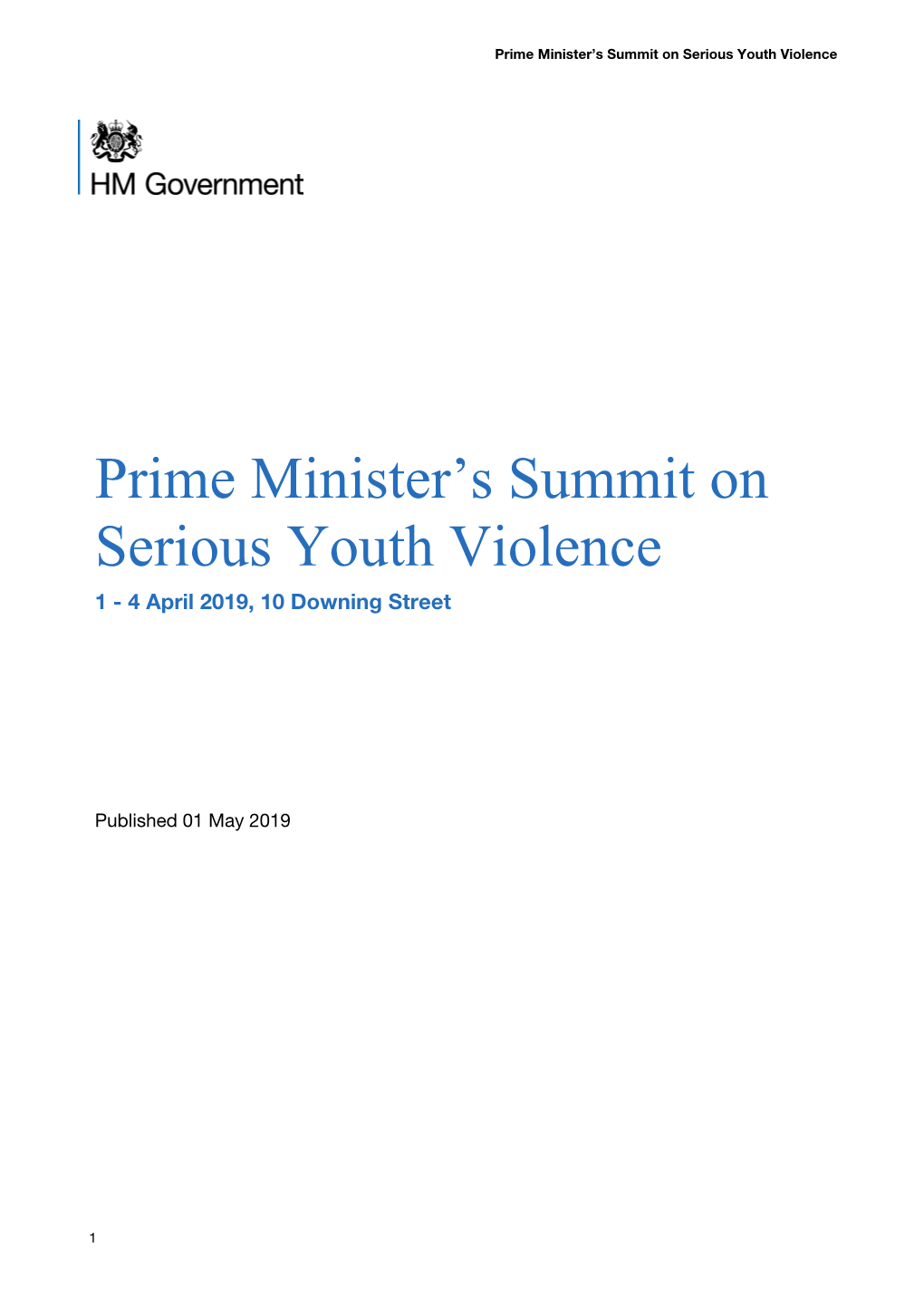 Prime Minister's Summit on Serious Youth Violence