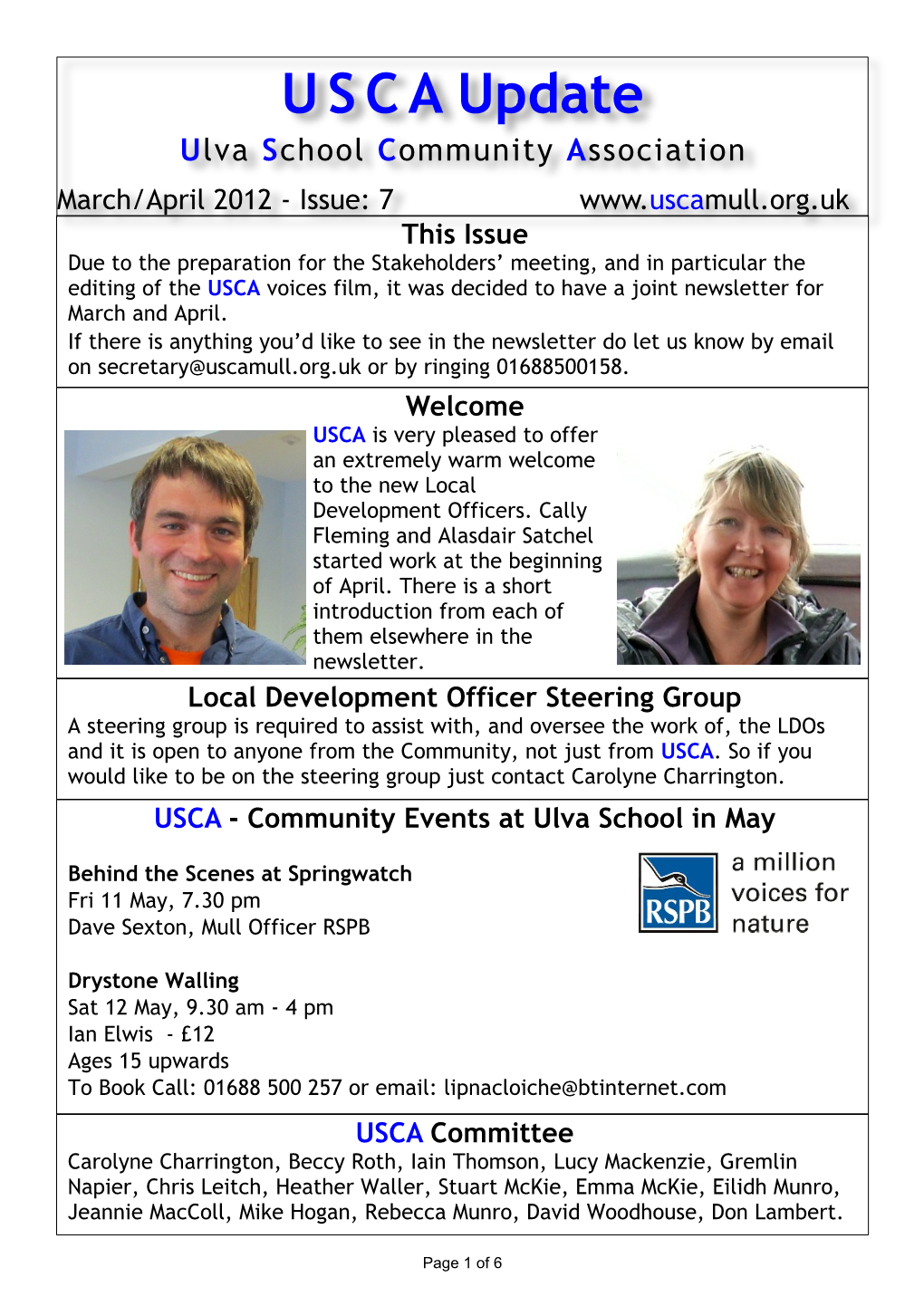 USCA March April 2012 Newsletter