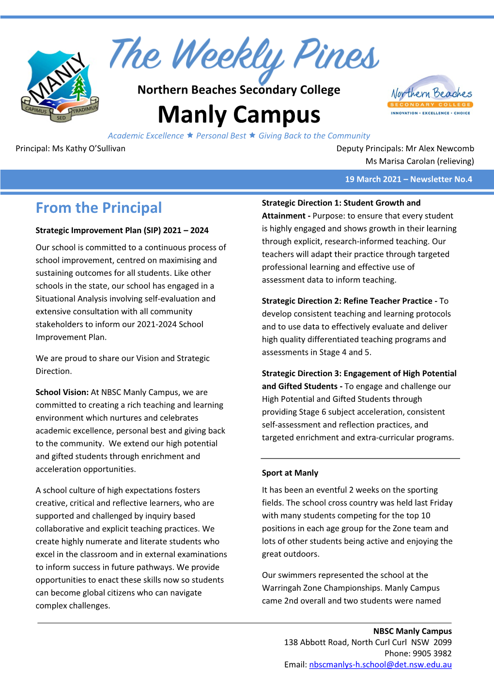 Manly Selective Campus Canteen Price List 2021