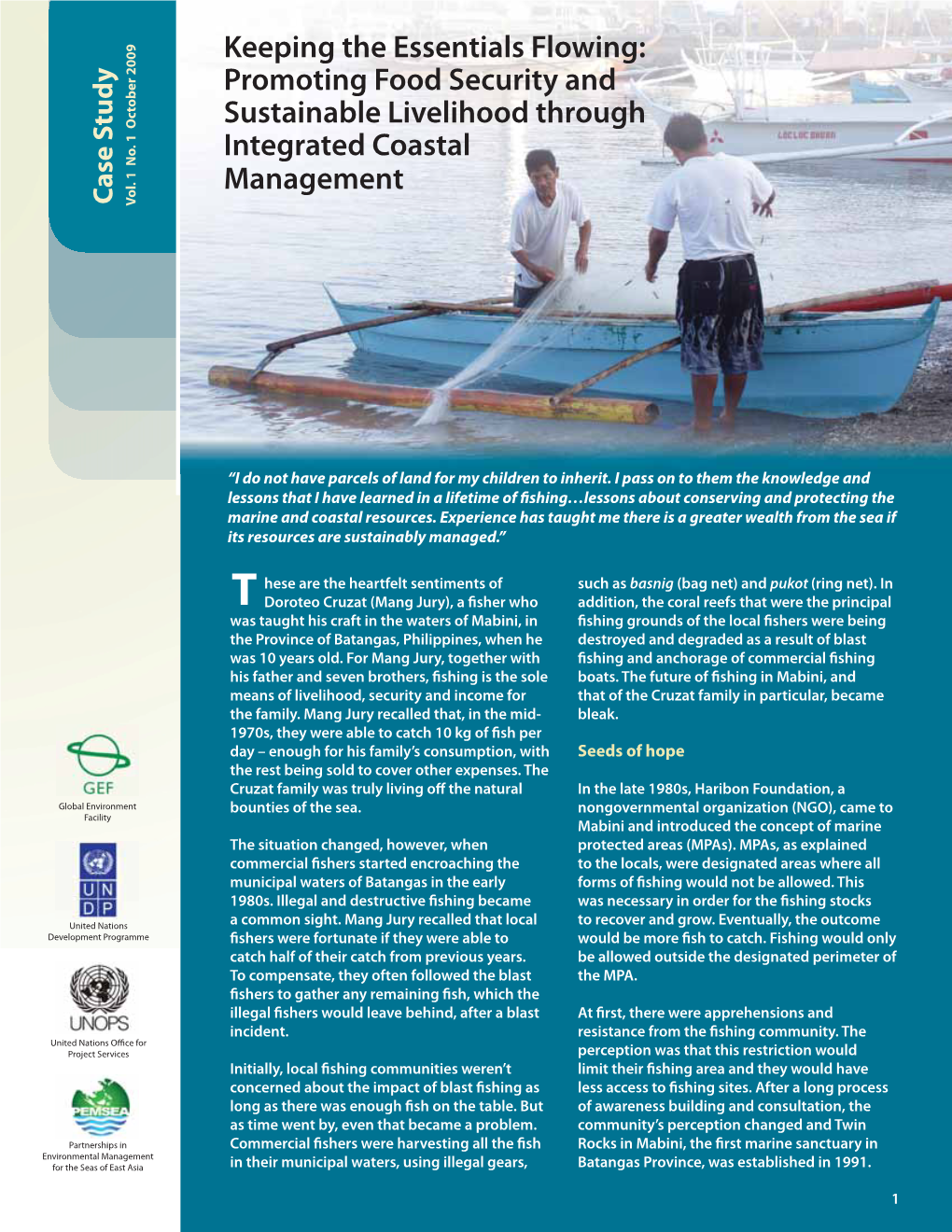 Promoting Food Security and Sustainable Livelihood Through Integrated Coastal Management Vol