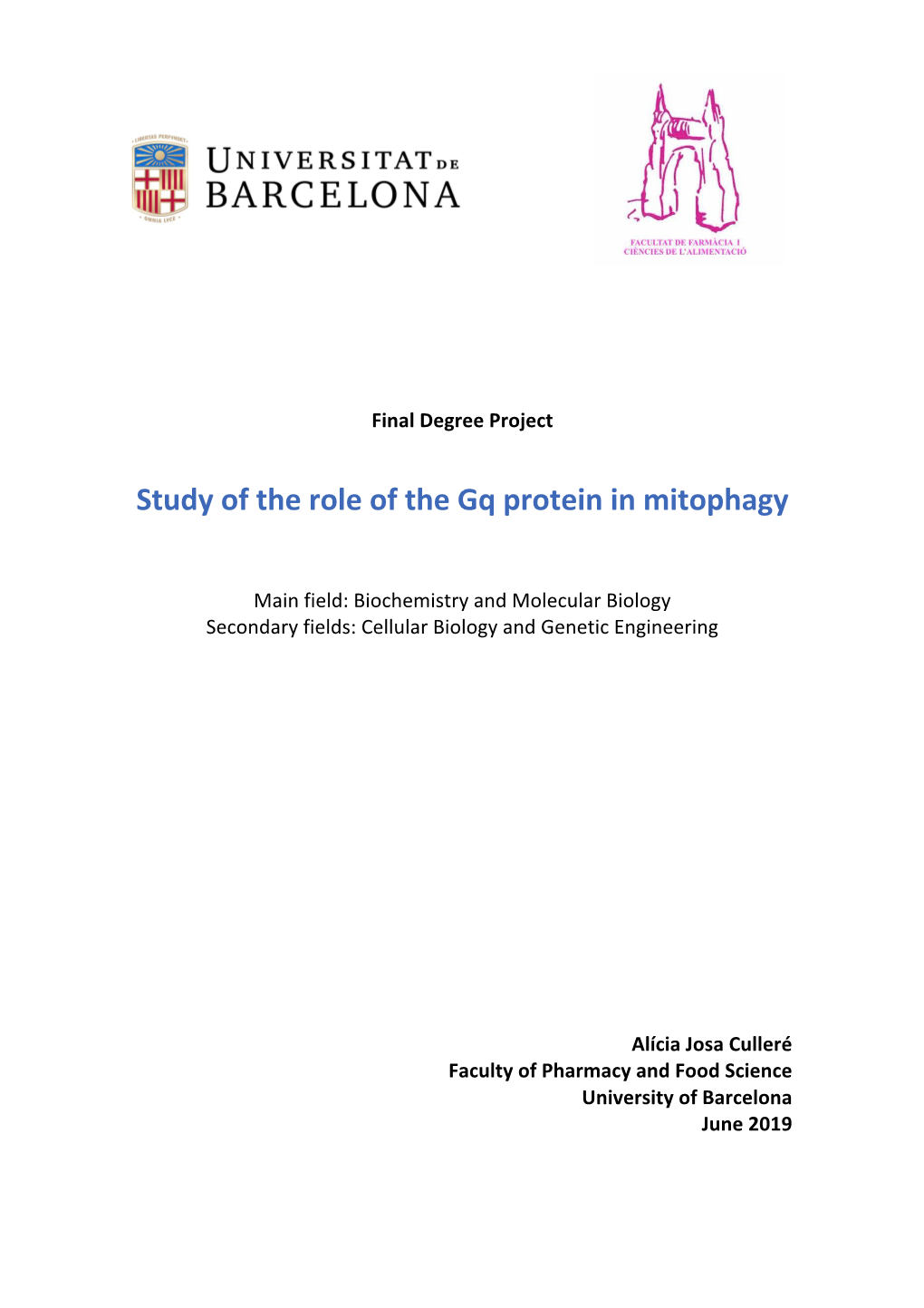 Study of the Role of the Gq Protein in Mitophagy