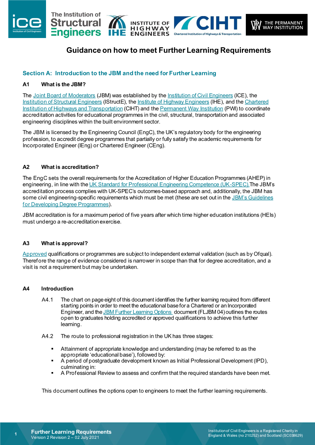 Guidance on How to Meet Further Learning Requirements