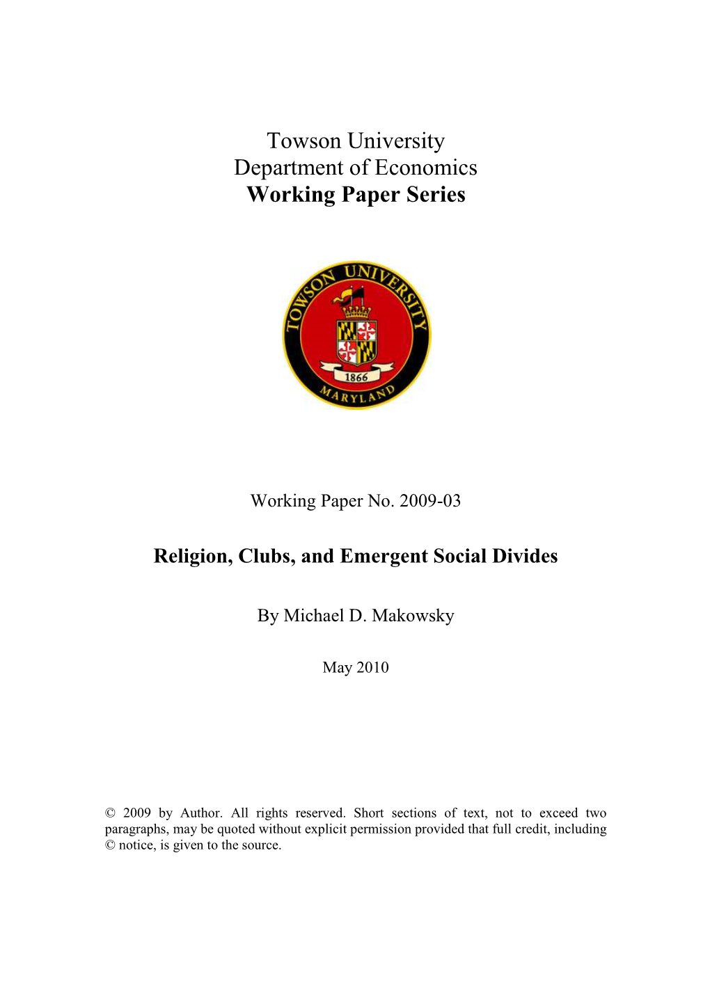 Towson University Department of Economics Working Paper Series
