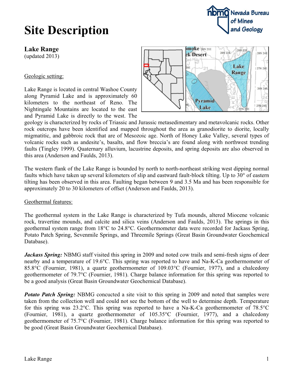 Lake Range (Updated 2013)