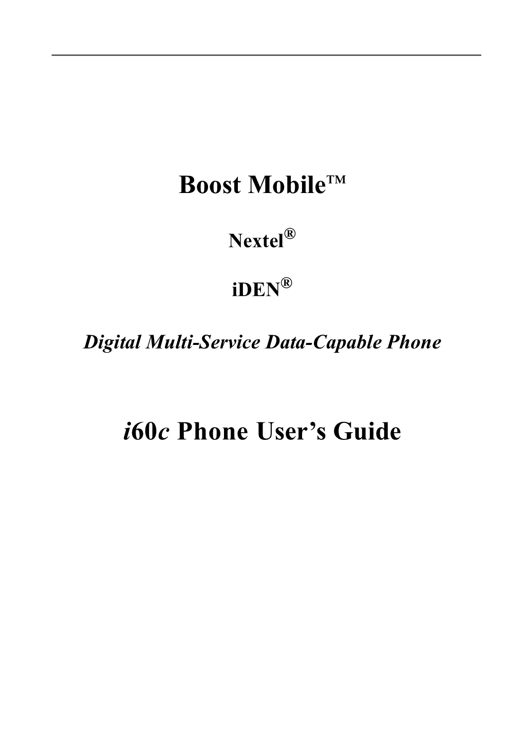 Boost Mobile™ I60c Phone User's Guide