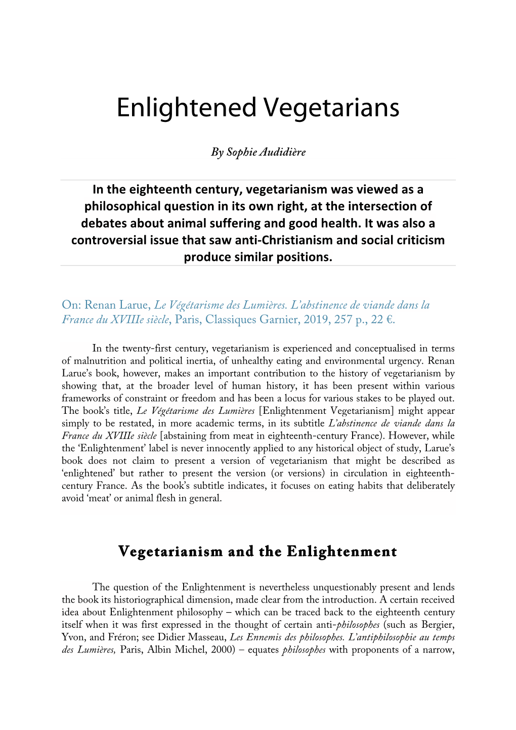 Enlightened Vegetarians
