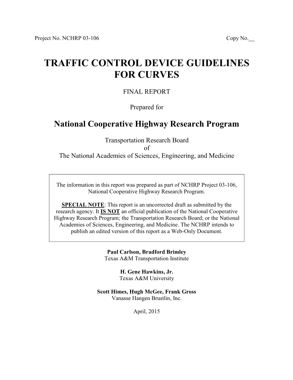 Traffic Control Device Guidelines for Curves