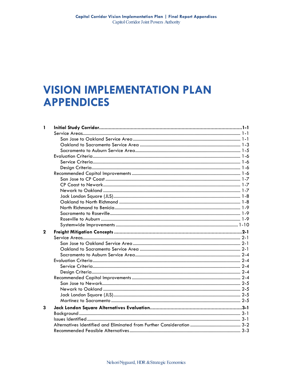 Vision Implementation Plan Appendices