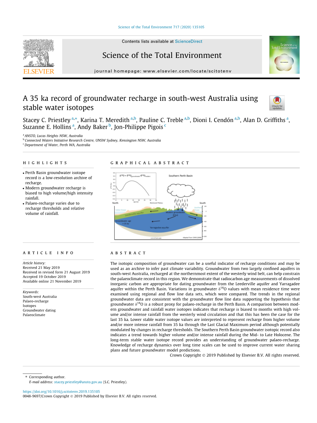 A 35€Ka Record of Groundwater Recharge in South-West Australia