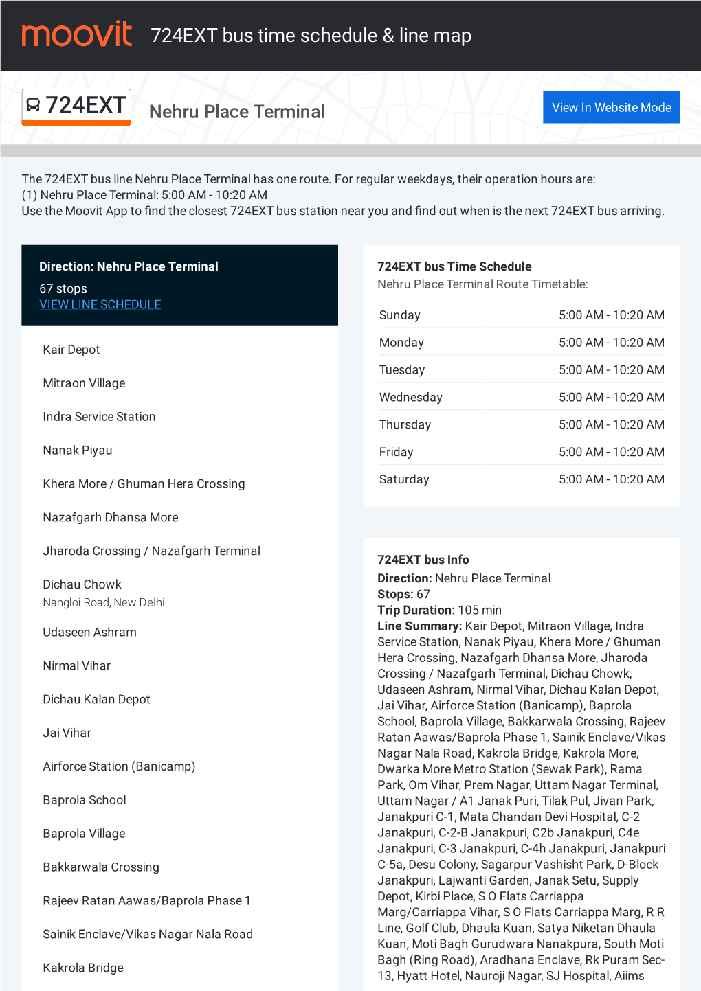 724EXT Bus Time Schedule & Line Route