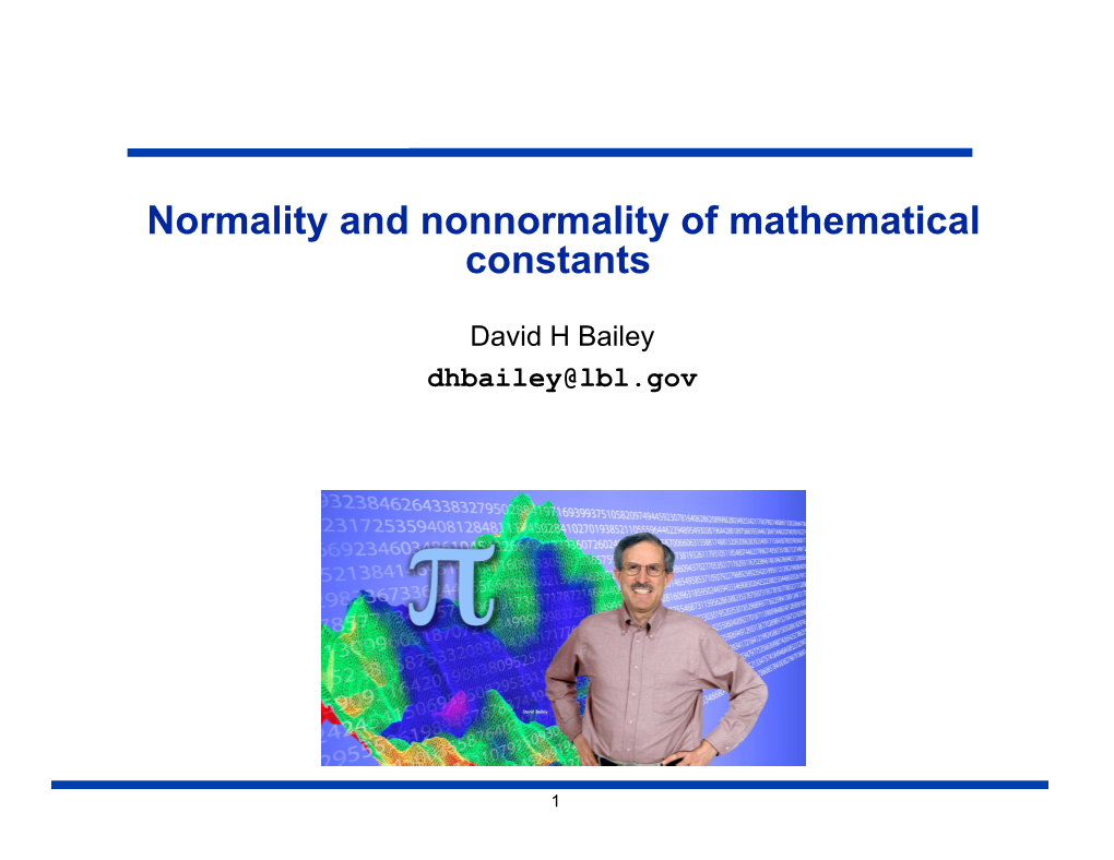 Normality and Nonnormality of Mathematical Constants