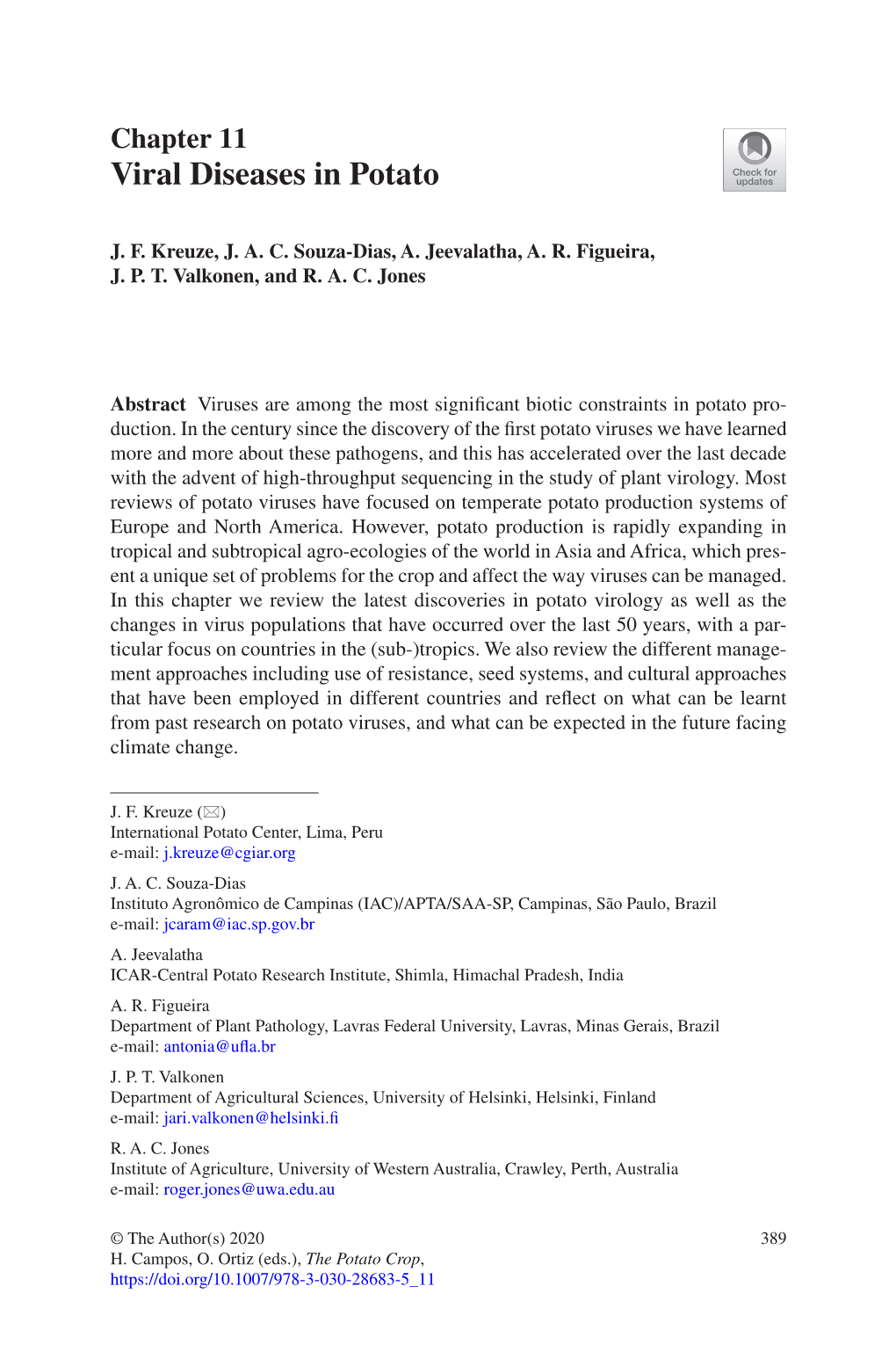 Chapter 11 Viral Diseases in Potato