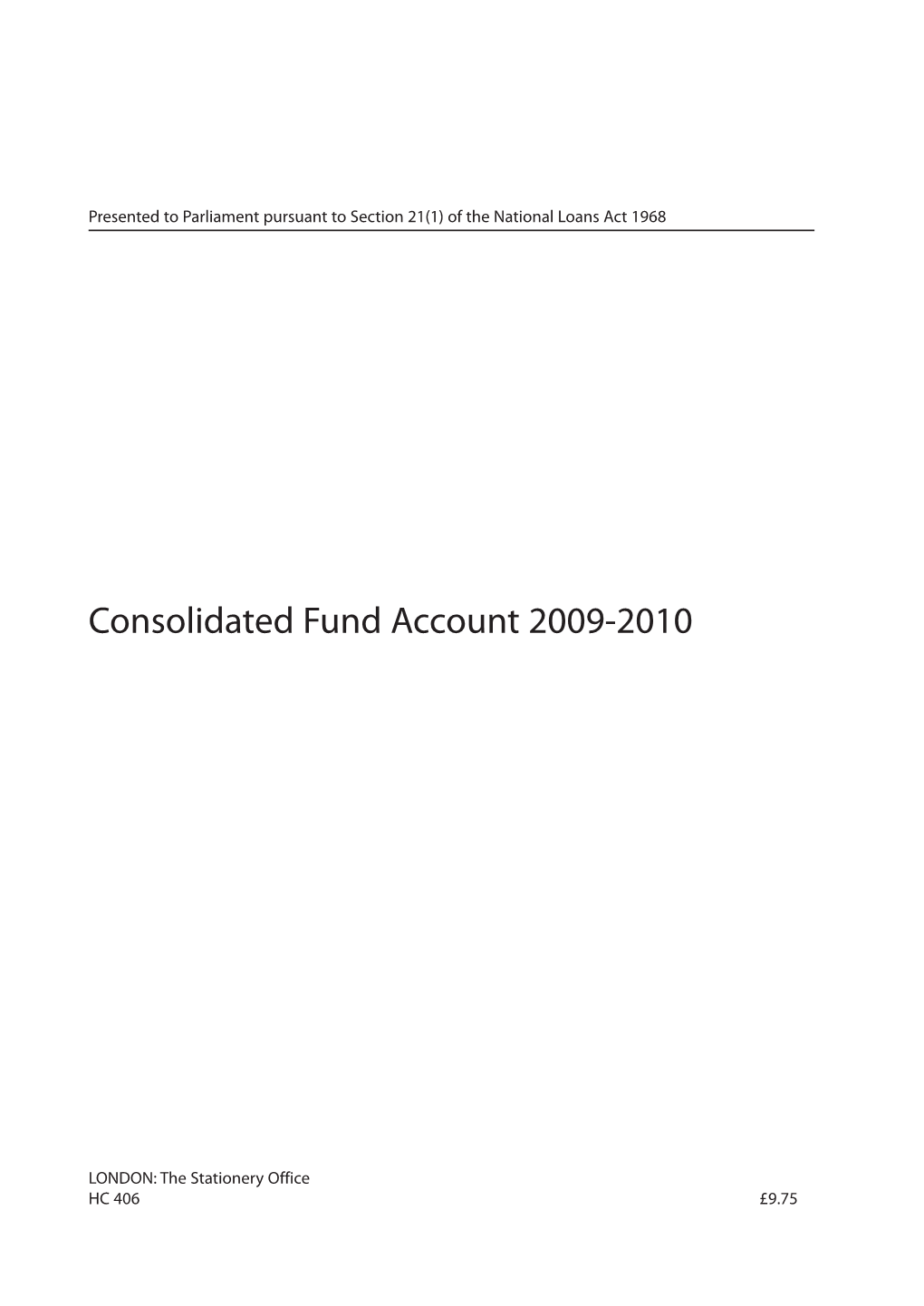 Consolidated Fund Account 2009-2010 HC