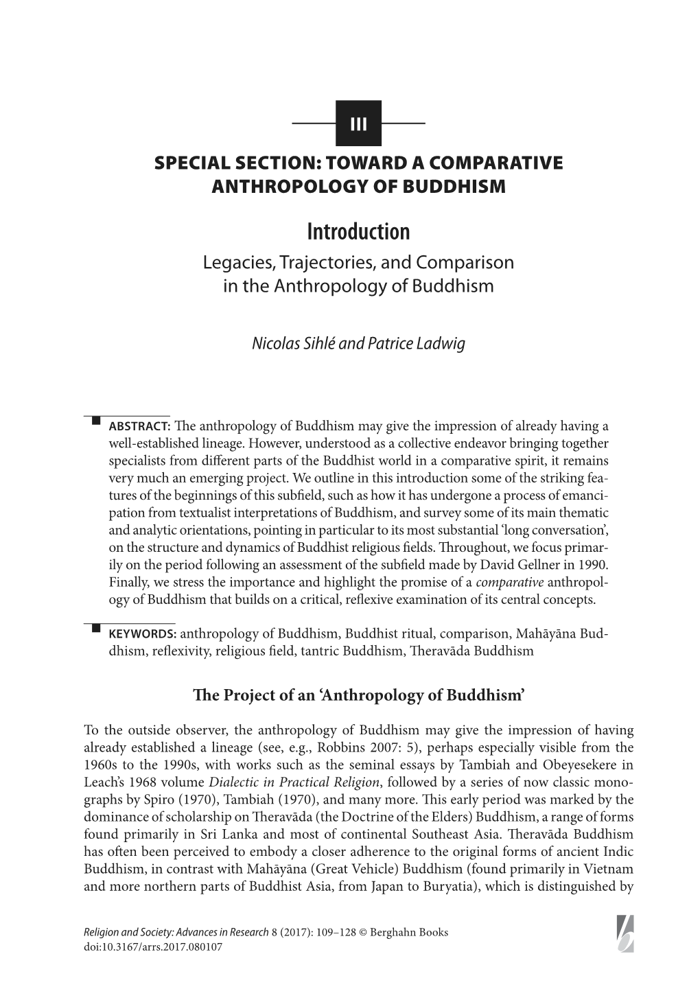 Introduction Legacies, Trajectories, and Comparison in the Anthropology of Buddhism
