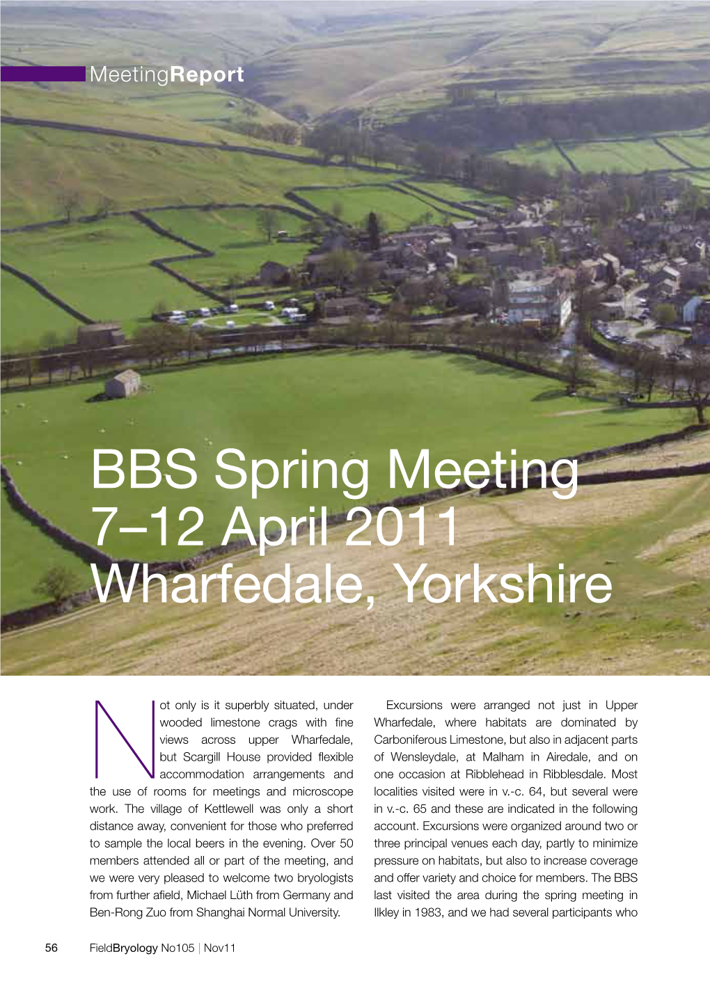 Bbs Spring Meeting 7–12 April 2011 Wharfedale, Yorkshire