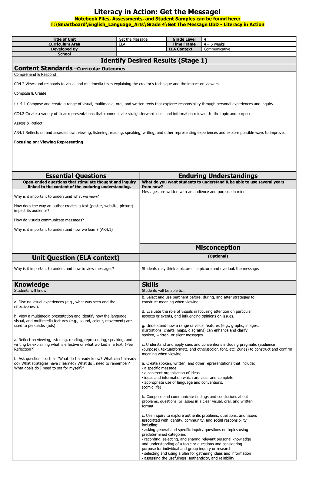 Understanding by Design Unit Template s12