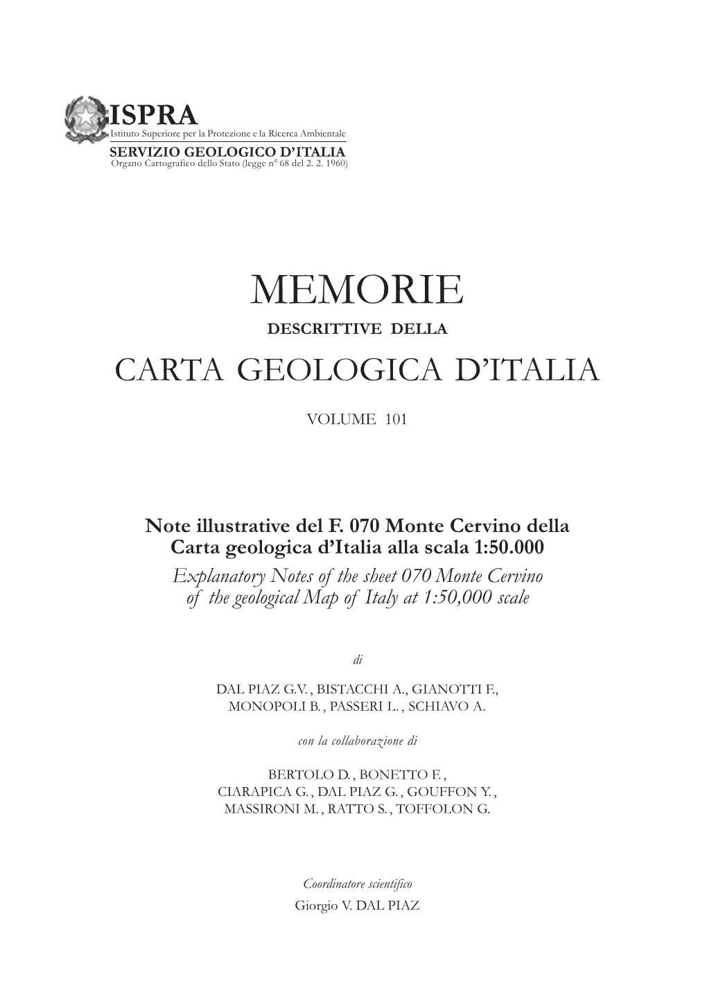 Memorie Descrittive Della Carta Geologica D’Italia Volume 101