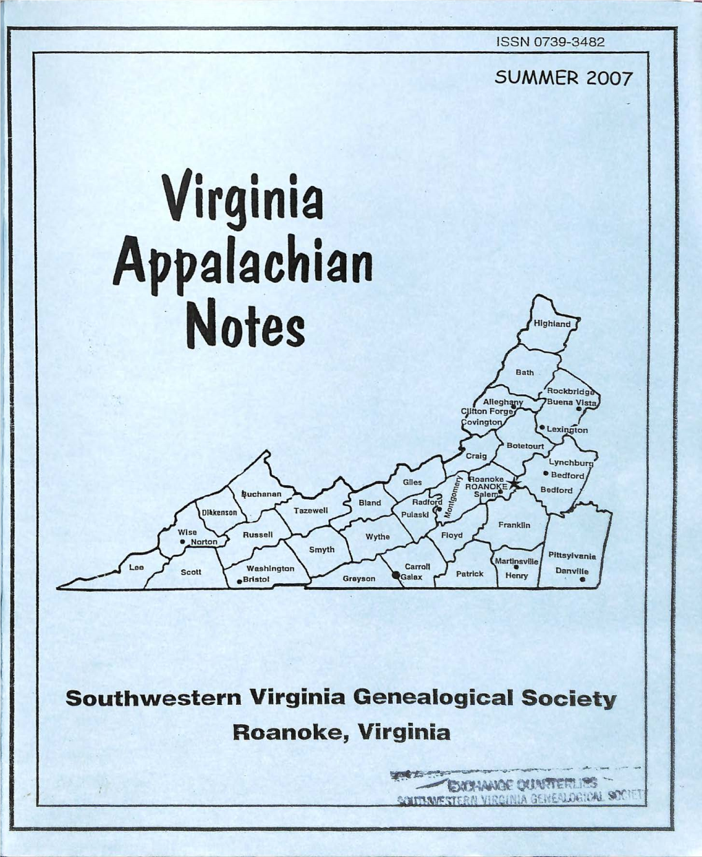 Southwestern Virginia Genealogical Society Roanoke, Virginia