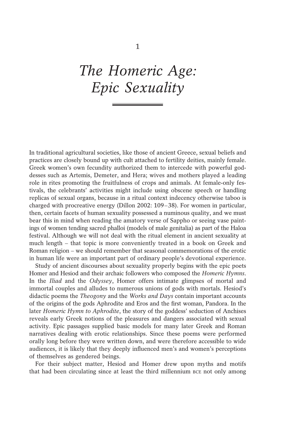 The Homeric Age: Epic Sexuality